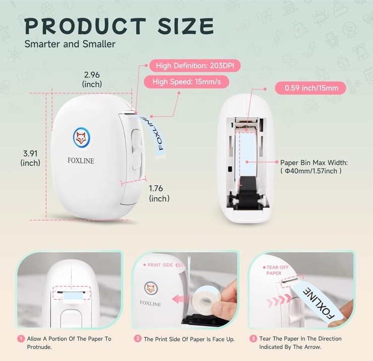 F10 Label Maker Machine Bluetooth Portable Thermal Mini Printer White