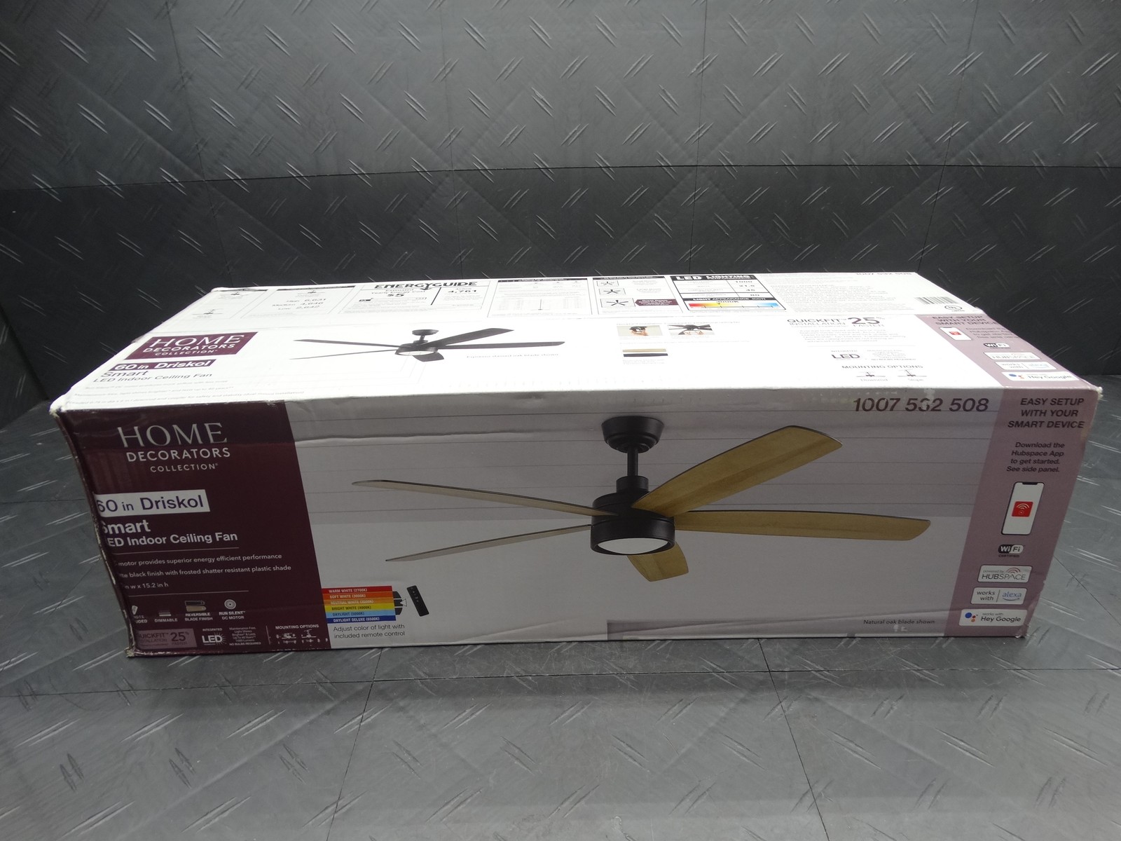 Home Decorators Driskol 60in. White Color Changing LED Matte Black Ceiling Fan