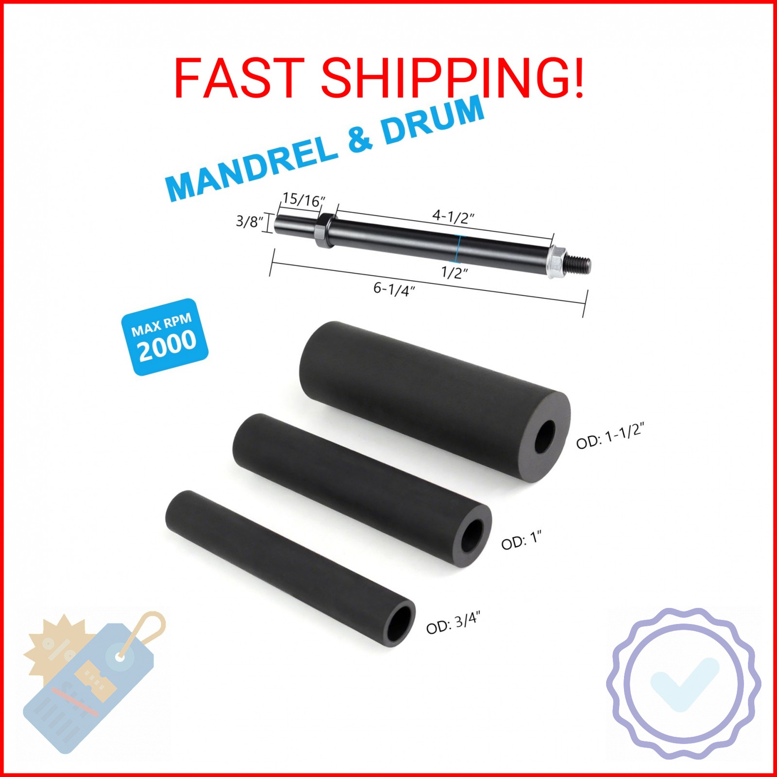 scottchen PRO Spindle Sander Adaptor 4-1/2" x 1/2" with Rubber Sanding Drum Kit
