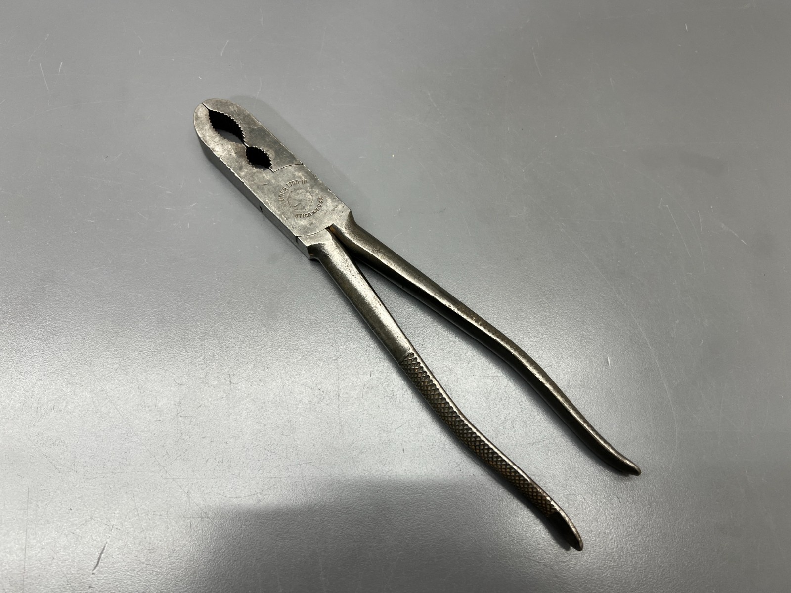 (E) VINTAGE UTICA TOOLS NO. 1300-10 10" GAS BURNER PLIERS TEXTURED GRIP VGC USA