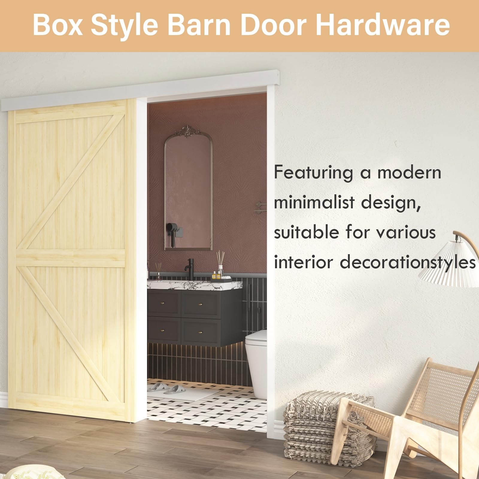 Barnbase 8Ft Sliding Barn Door Hardware Clearance Aluminium Alloy Rail Hardware