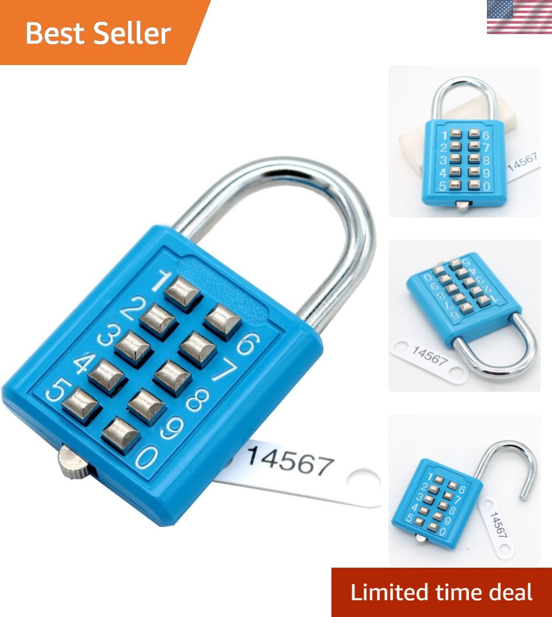 Heavy Duty 10 Position Combination Padlock - Child & Elder Friendly Security