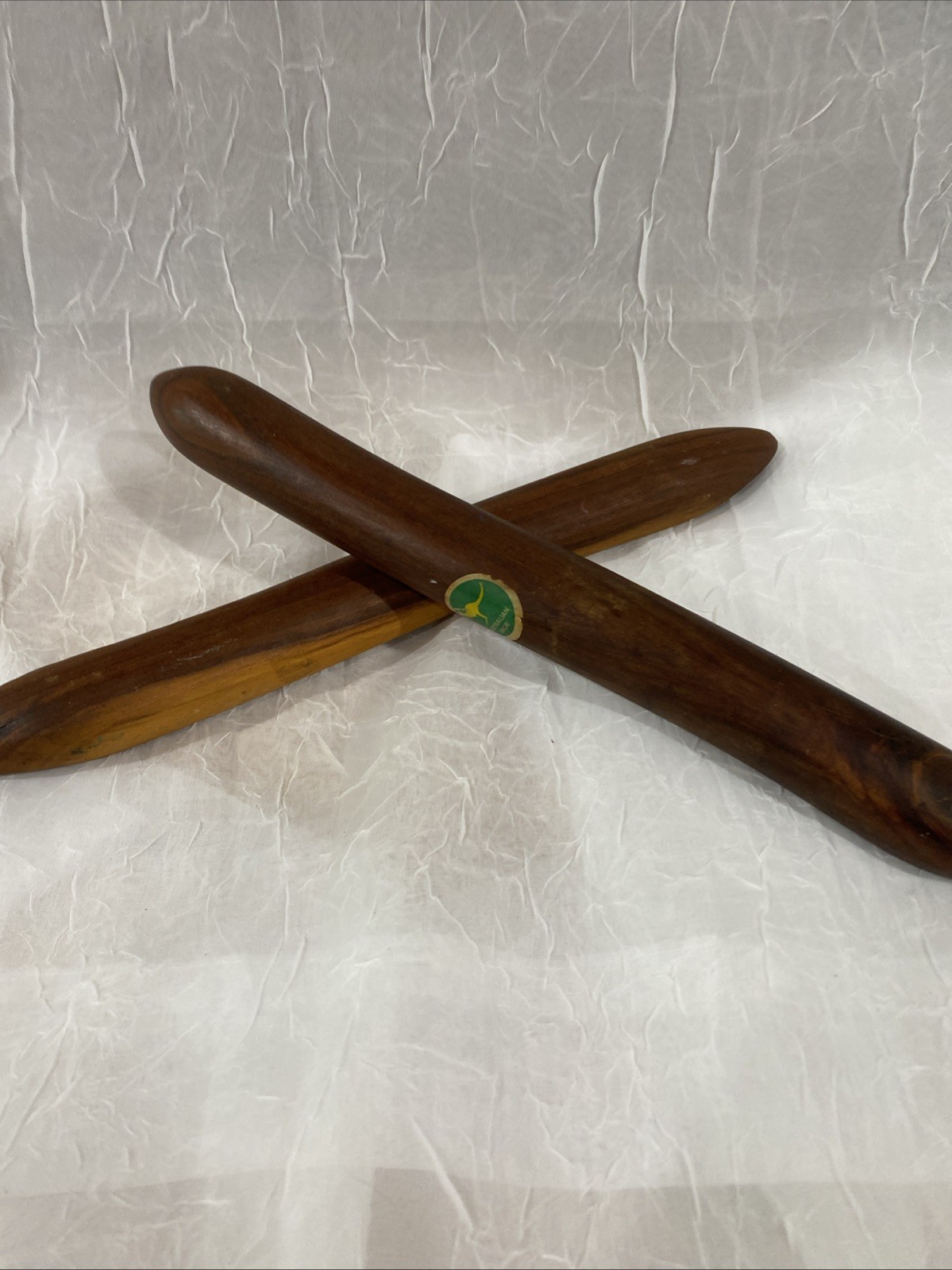 Vintage Made In Australia Primitive Looking Wooden Clap Sticks