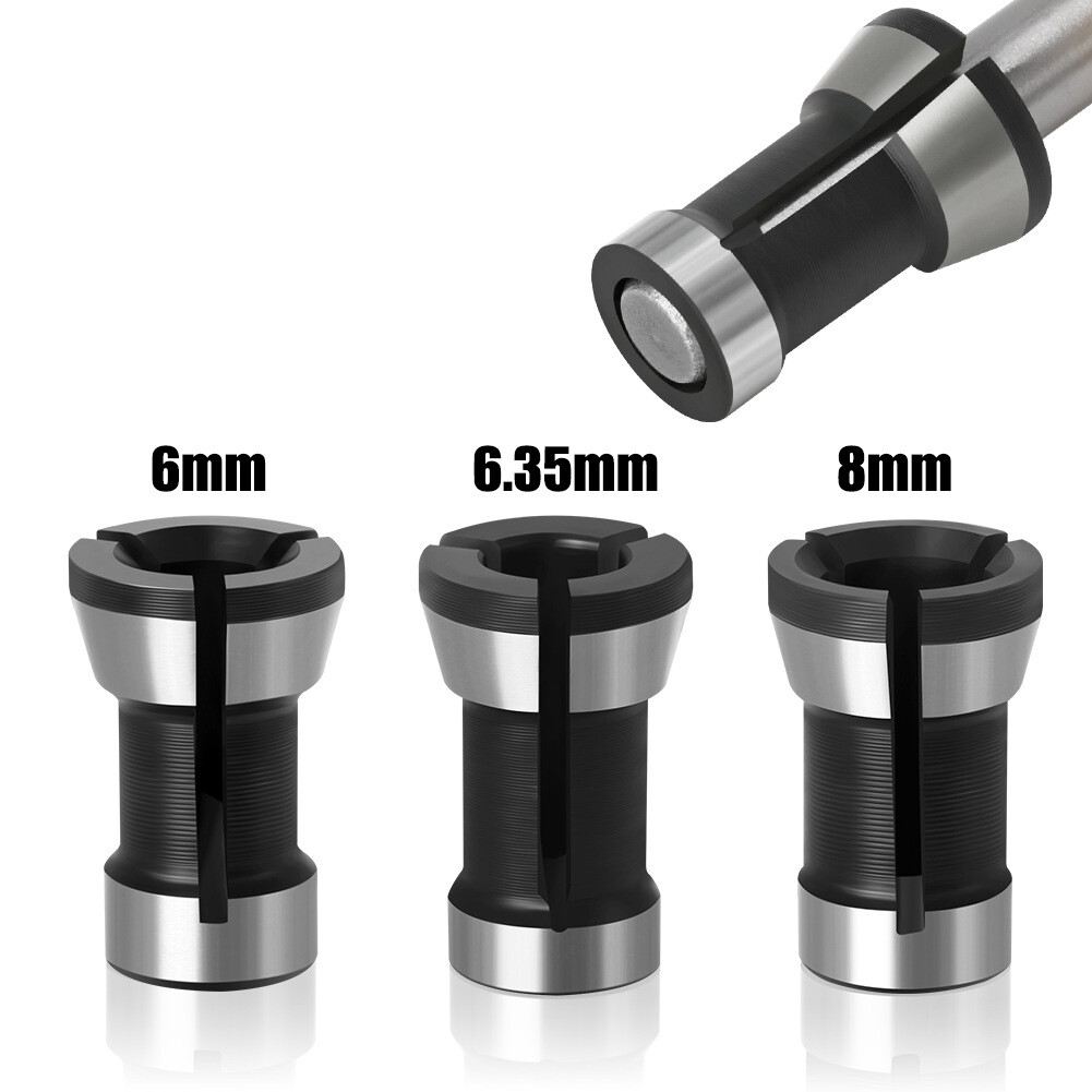 3Pcs Router Collet Chuck,6mm,1/4”,8mm Router Bit Collet Chuck Clamping Adapter
