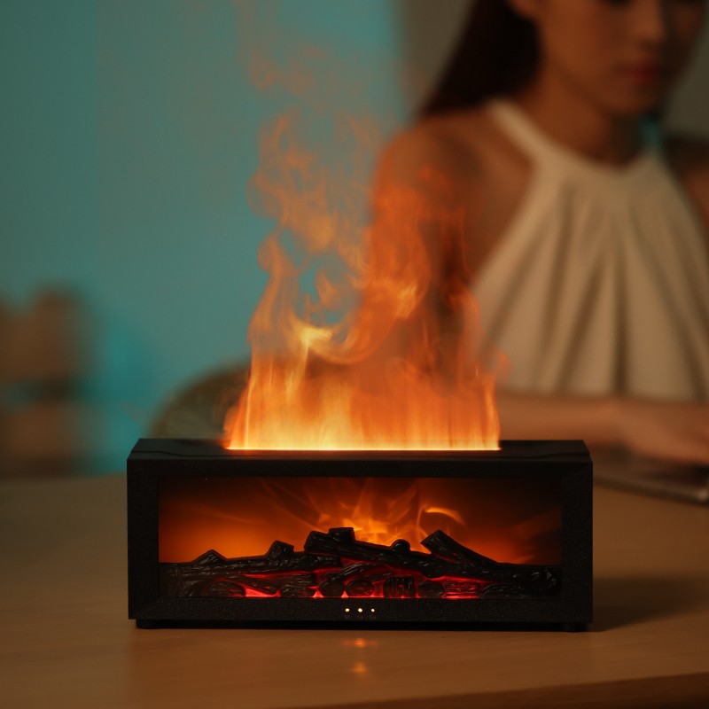 Fireplace Flame Humidifier 7 Colors Aromatherapy Essential Oil Diffuser Remote
