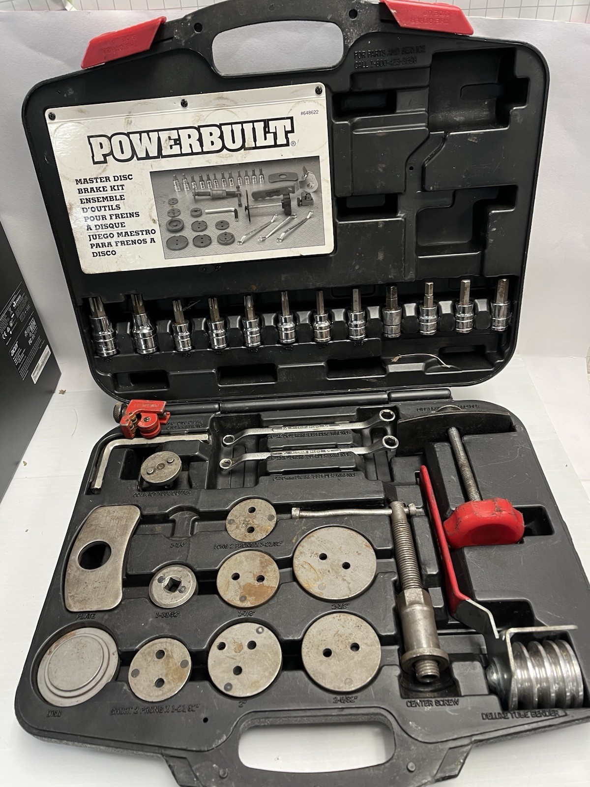Powerbuilt Master Disc Brake Kit (model #648622). set of automotive brake tools.