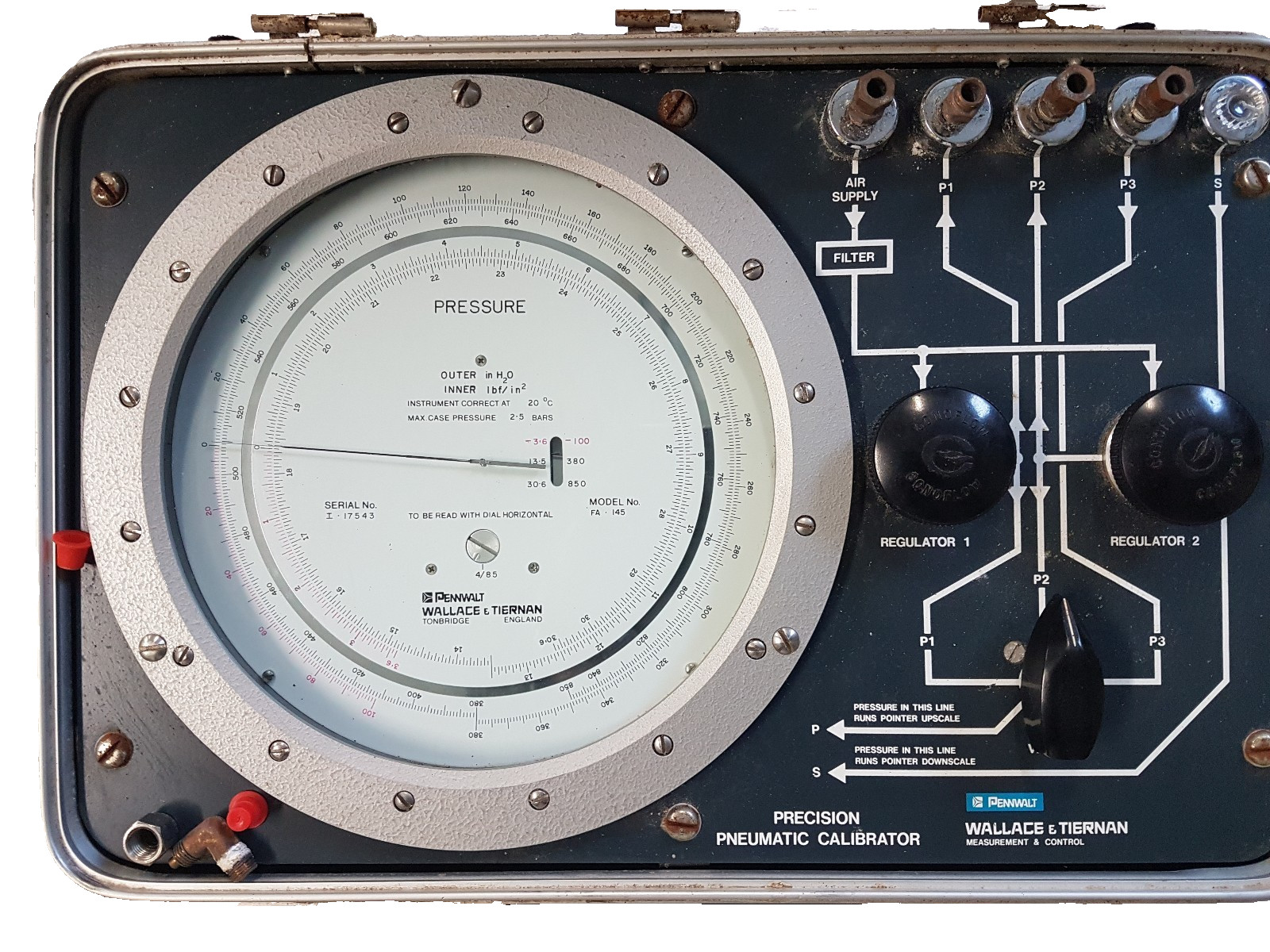WALLACE & TIERNAN PENNWALT -100 to 380 in H2O PNEUMATIC GAUGE / CALIBRATOR