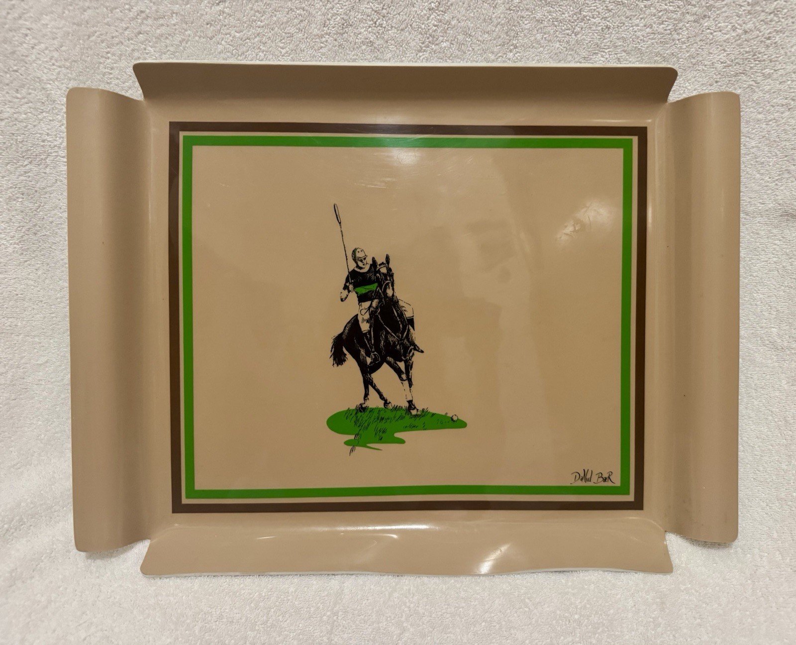 Vintage Daniel Baer Hunting Equestrian  Polo Large Tray - RARE- READ Descrption
