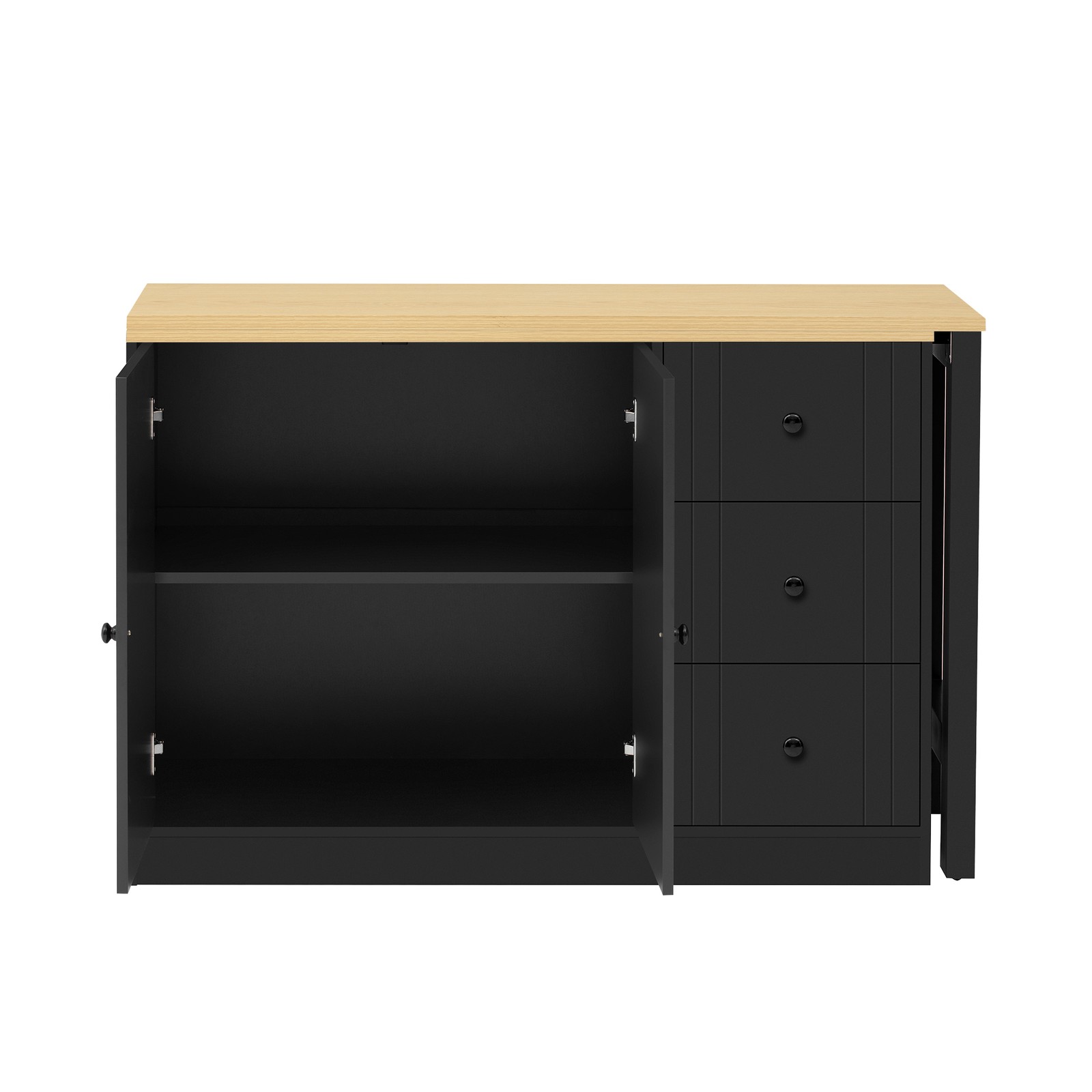 89.7''Wooden Sideboard with Extendable Table,Multifunctional Storage Cabinet*
