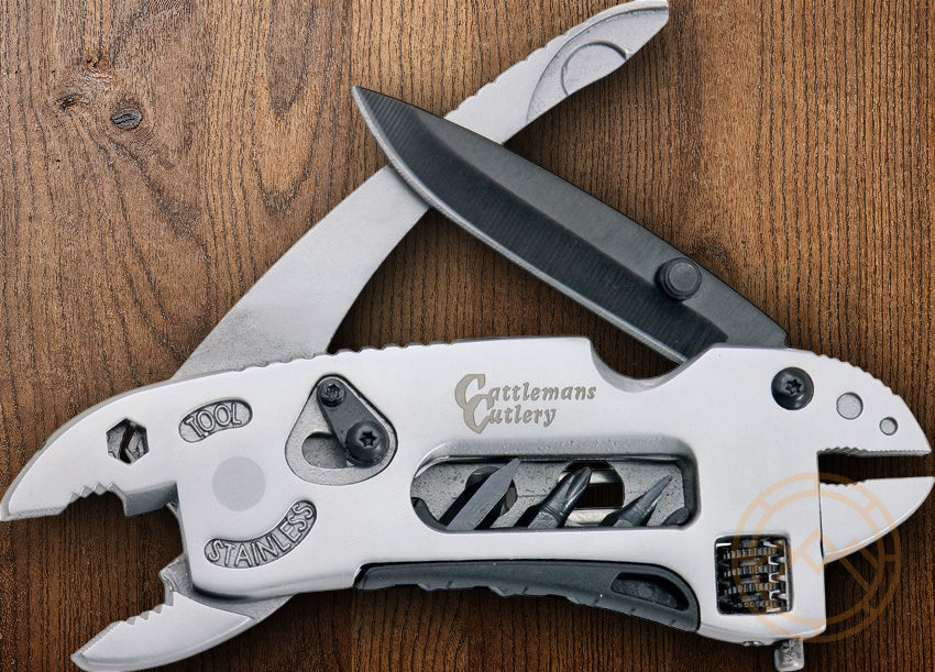 Cattleman Ranch Hand Multi Tool Cast Stainless Steel w/ 6 Functions 4.75" Long