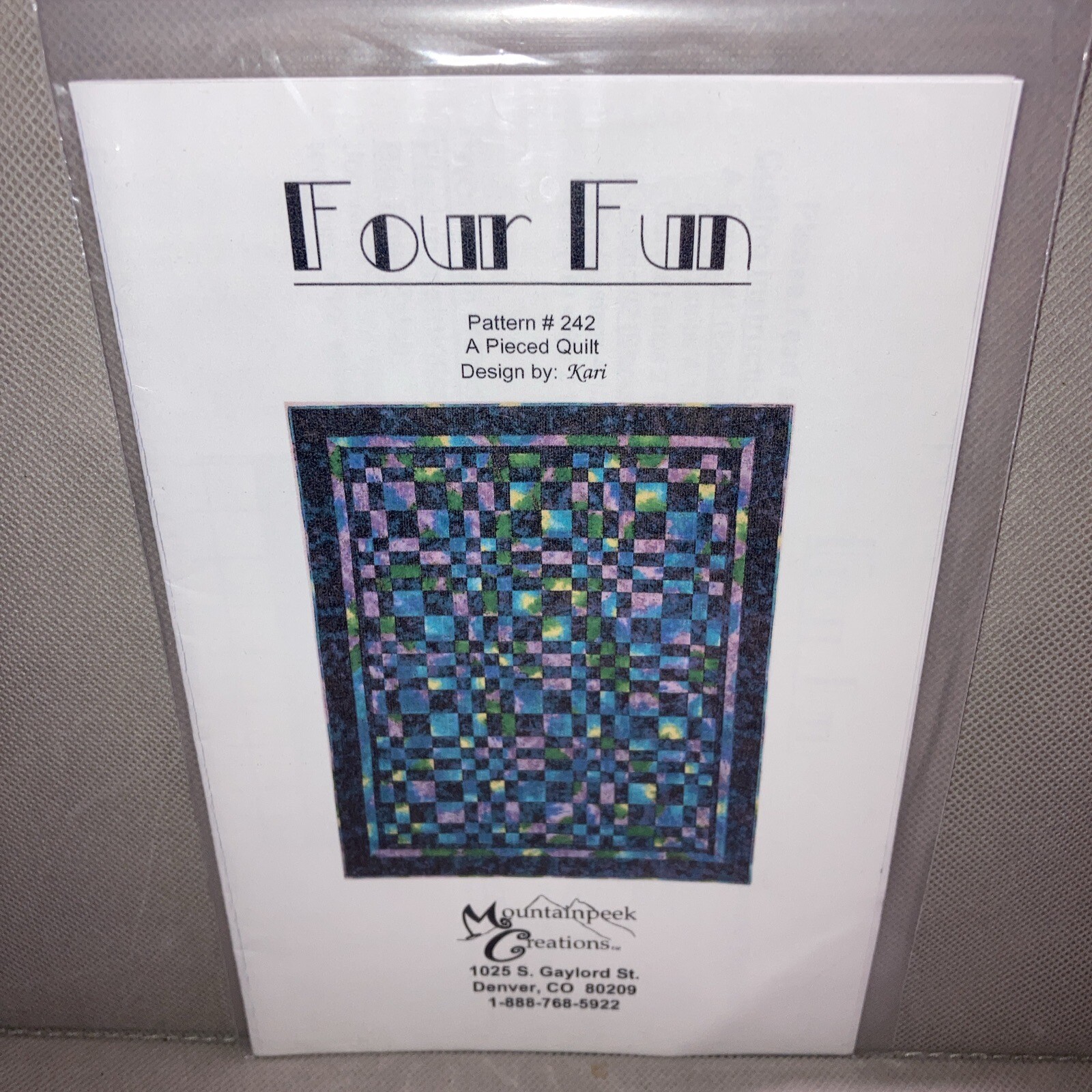 Four Fun Quilt Pattern 61.5" x 77.5" Mountainpeek Creations A Two Fabric Quilt