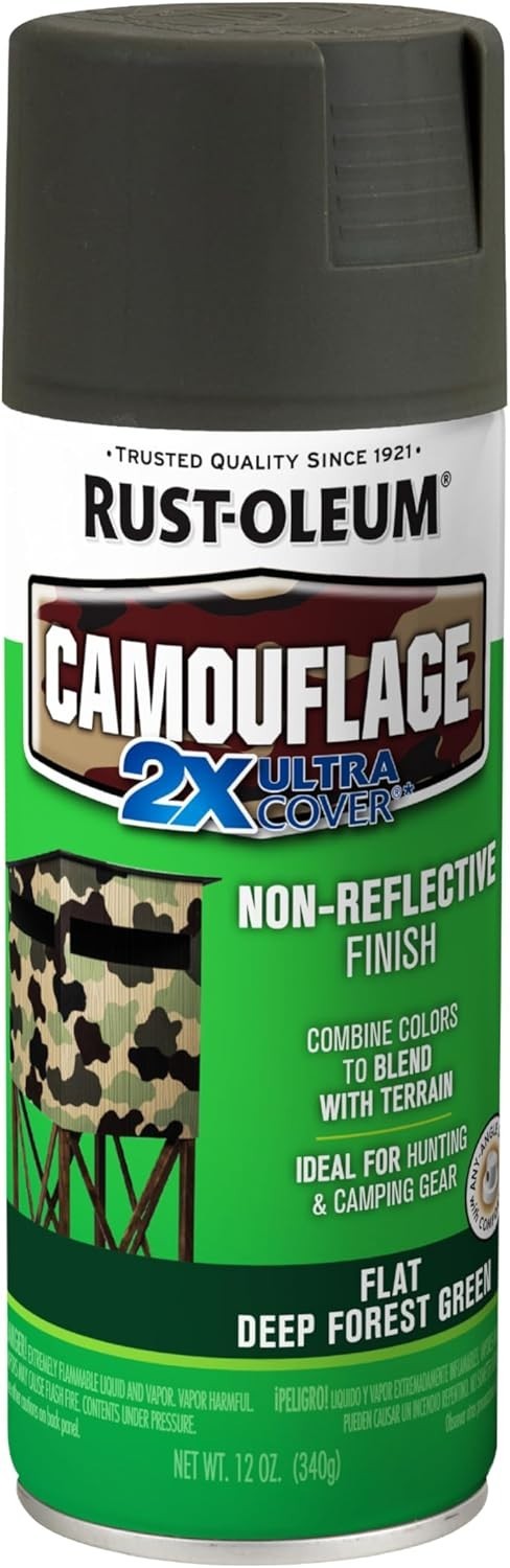 279175 Camouflage 2X Ultra Cover Spray Paint, 12 Oz, Deep Forest Green