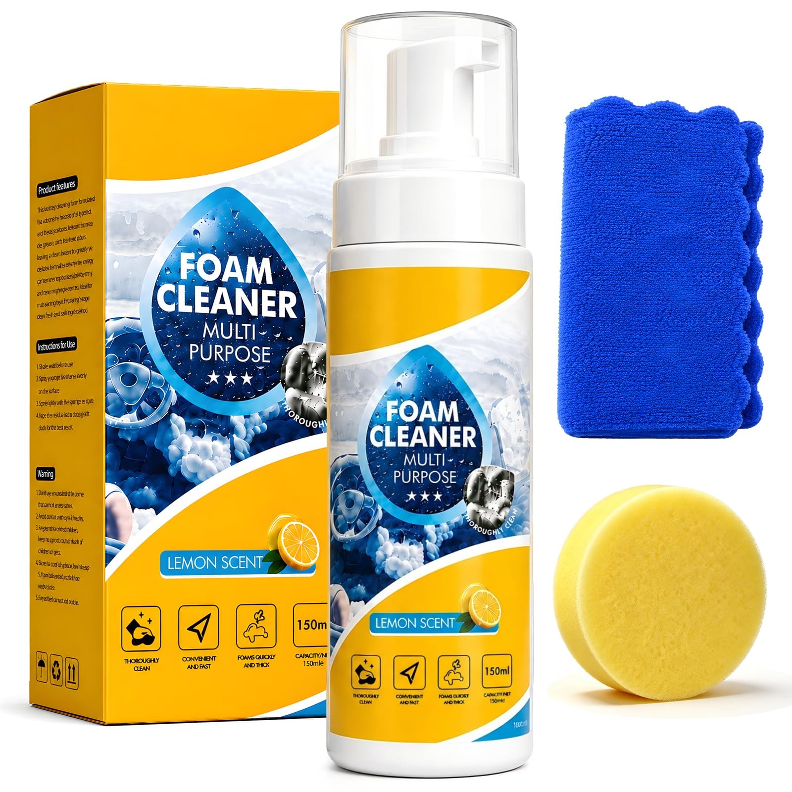 Wallira 2026 Upgrade Car Interior Foam Cleaner, 150ML 5 Fl Oz (Pack of 1)