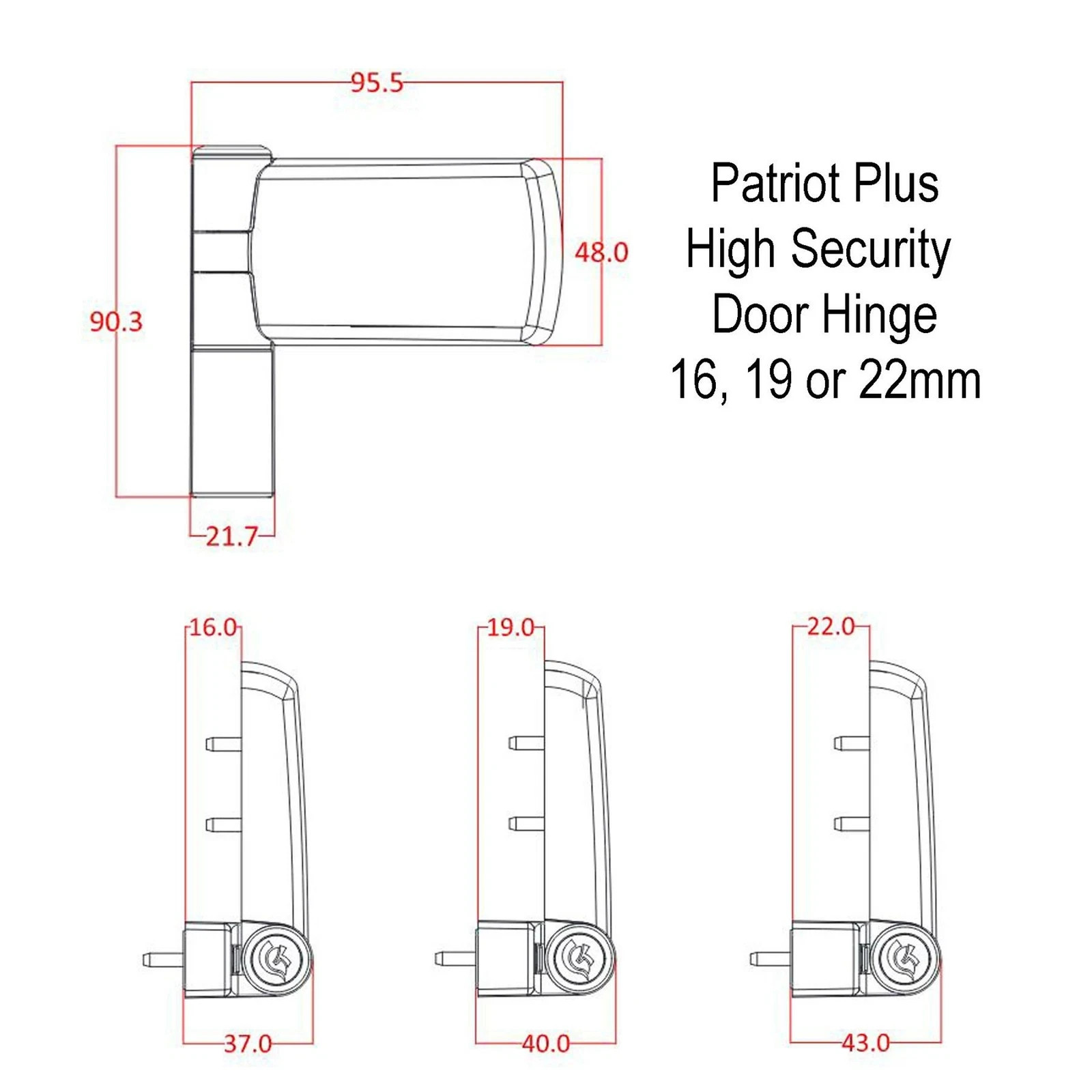 UPVC Door Flag Hinge Trojan Patriot Plus High Security 3D Adjustable PAS24