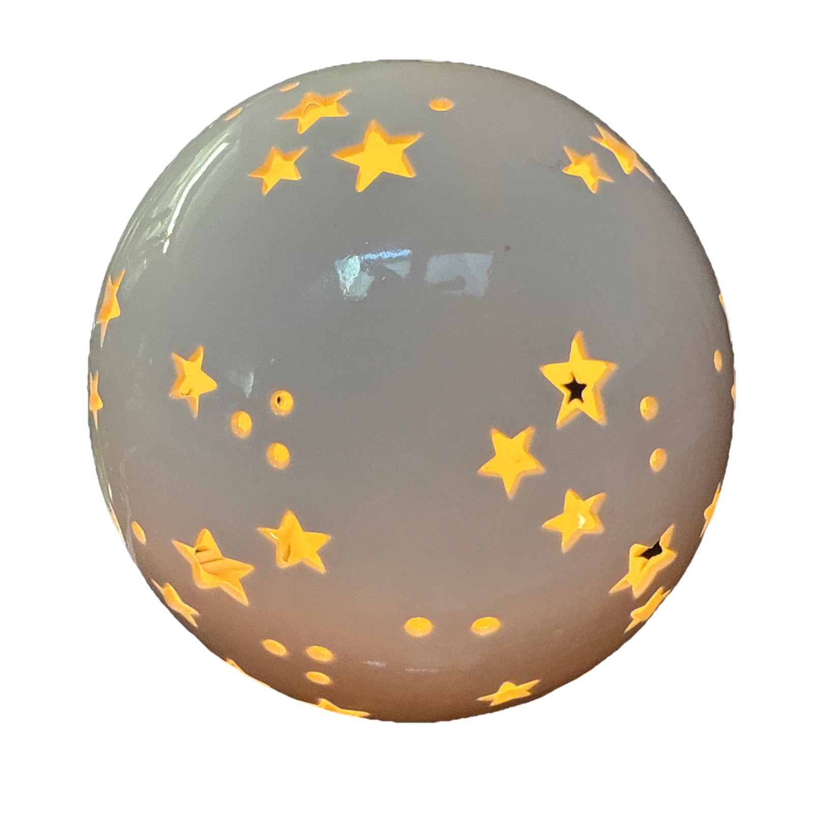 White Ceramic Light With Stars Cut Out Starry Globe Night Light