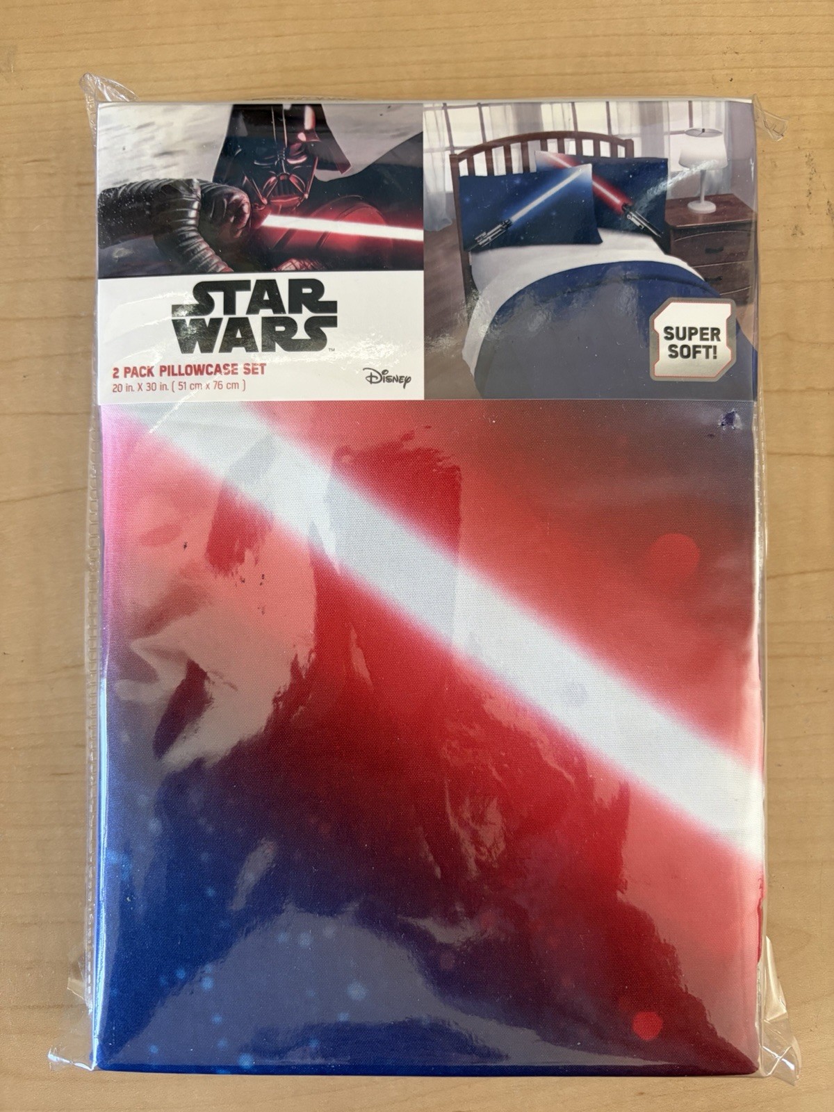 Disney~Lucas films 2 Pack Standard Pillow case set 20x30" light sabers kids NEW