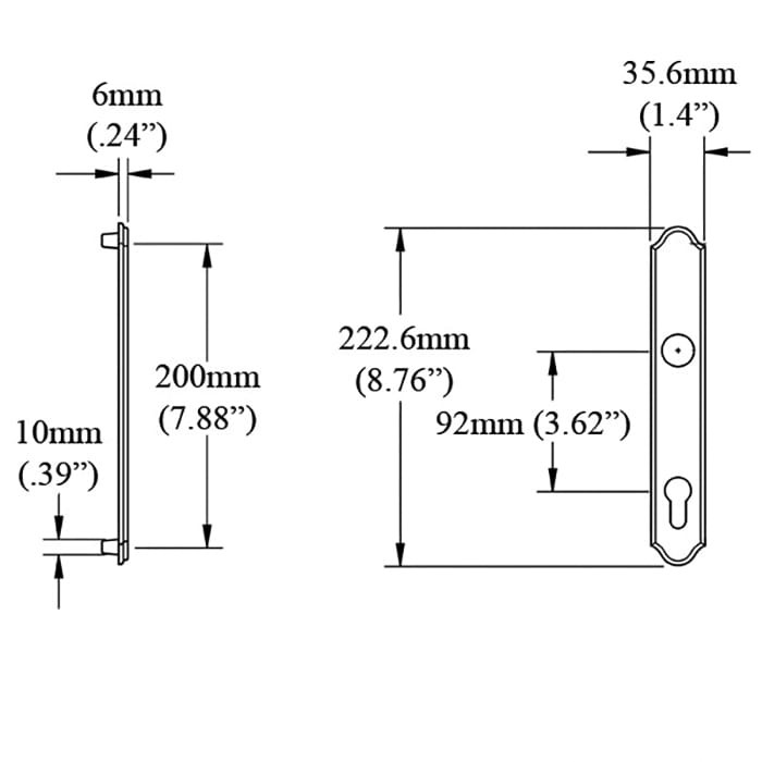 HOPPE M374N Traditional Exterior Backplate 92mm PZ 222.6mm Height Antique Brass