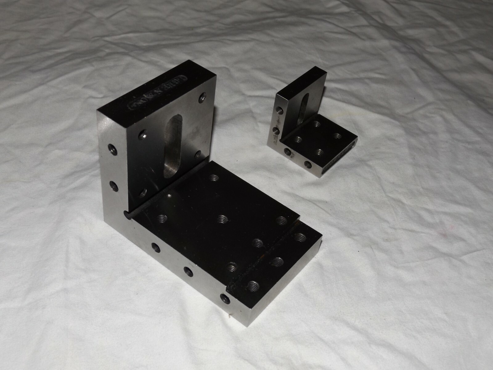 2 Angle Blocks with Threaded Holes Precision Machinist Hardened Angle Plates