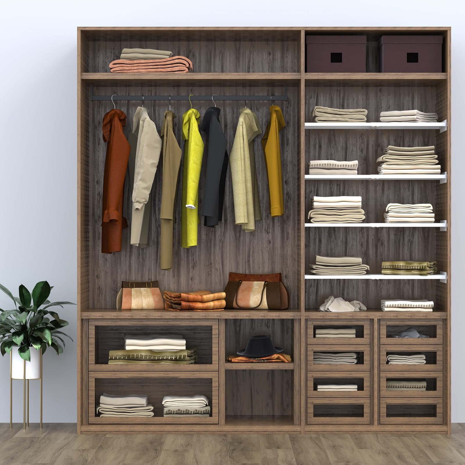 SOFRON Expandable Closet Shelves Organizers, Adjustable Shelf for Cabinet Rac...