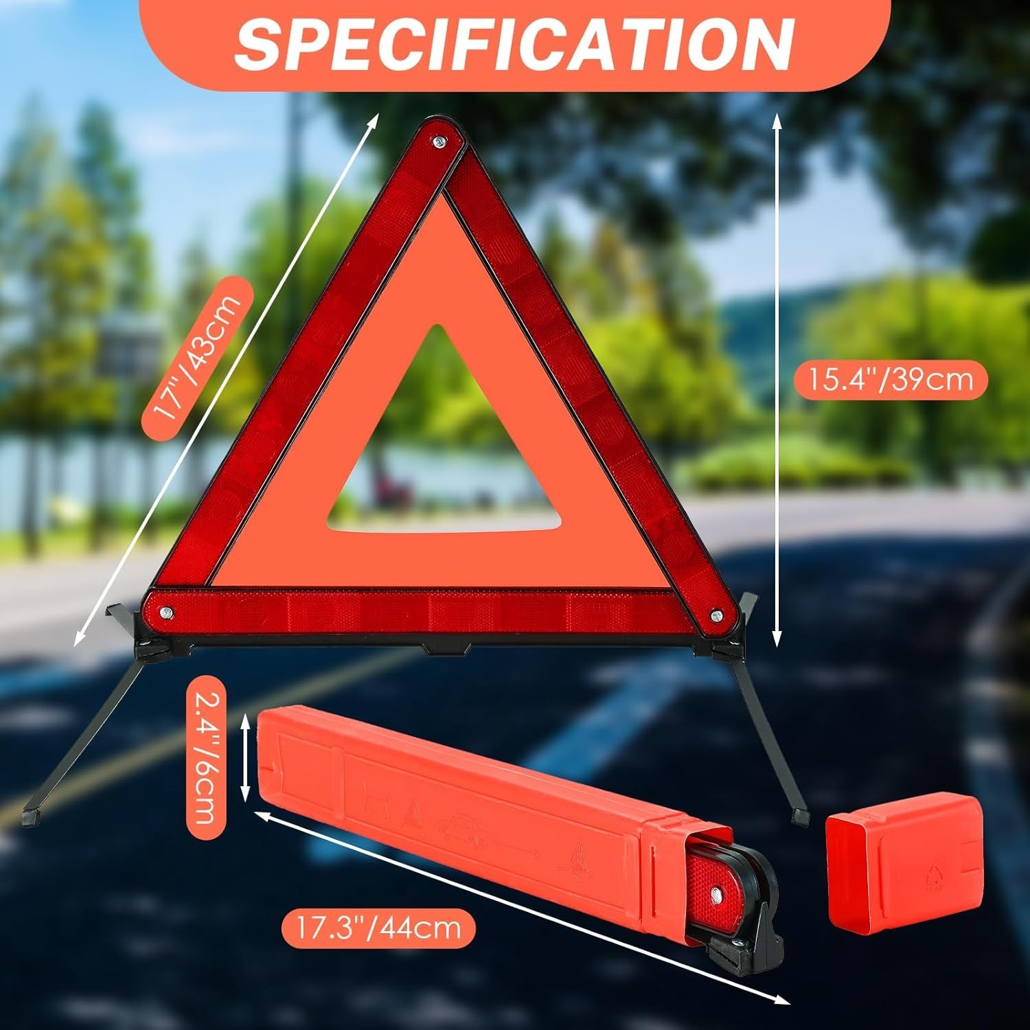 3 Pack Emergency s, Reflective Roadside Safety Triangle Kit with Storage Case...