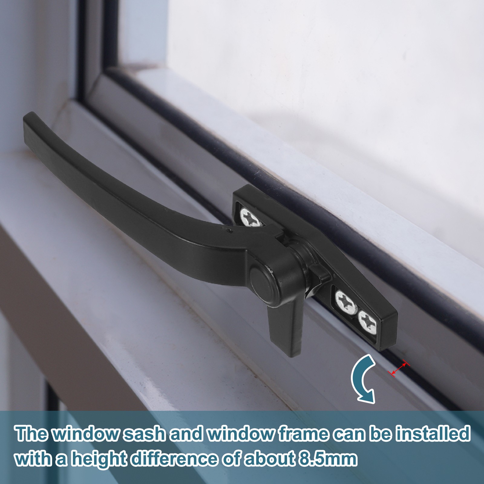 2Pcs Casement Window Locking Handle Left and Right Hand Silver Gray