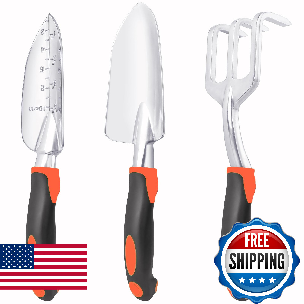 Garden Tools Set, 3 Pack Heavy Duty Gardening Tools Set Include Garden Shovel, T