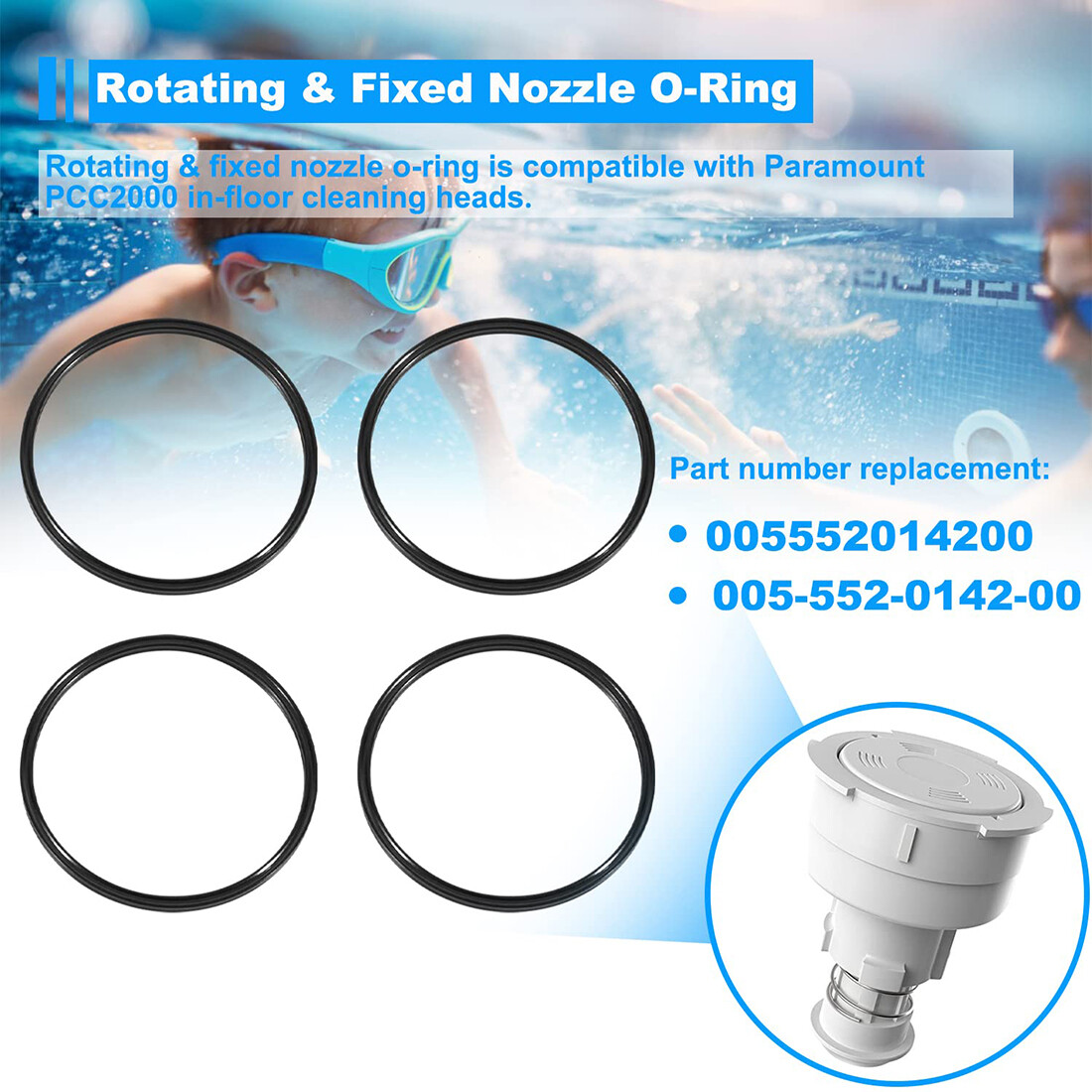 Replacement for Paramount 005-552-0142-00 Rotating Fixed Nozzle O-Ring 4-Pack