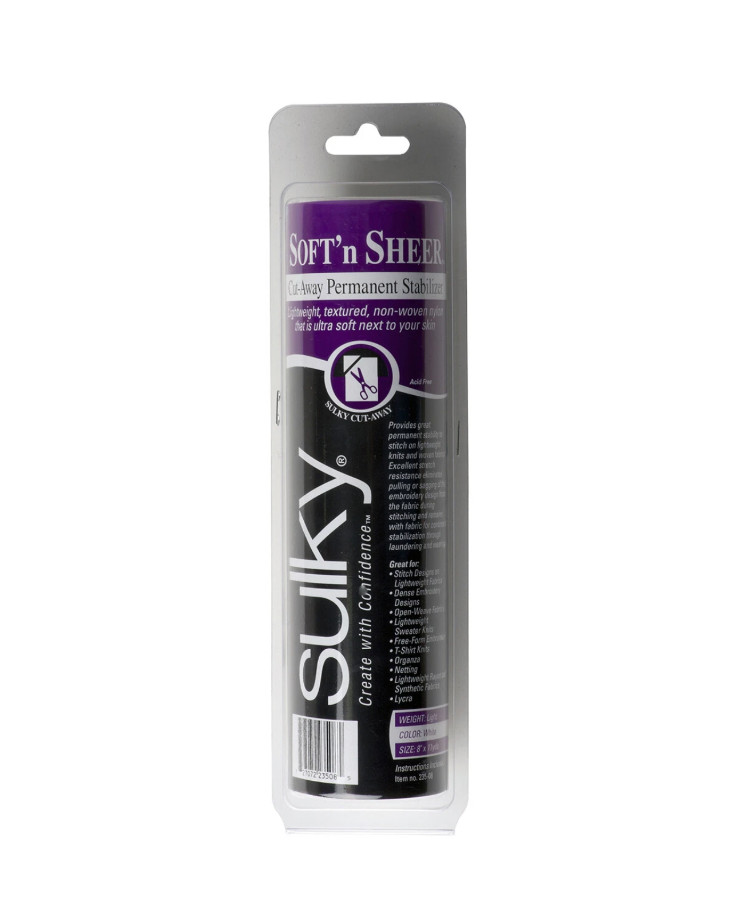 1Sulky 235-08 Soft & Sheer Cut-Away Permanent Stabilizer 8" x 11yds