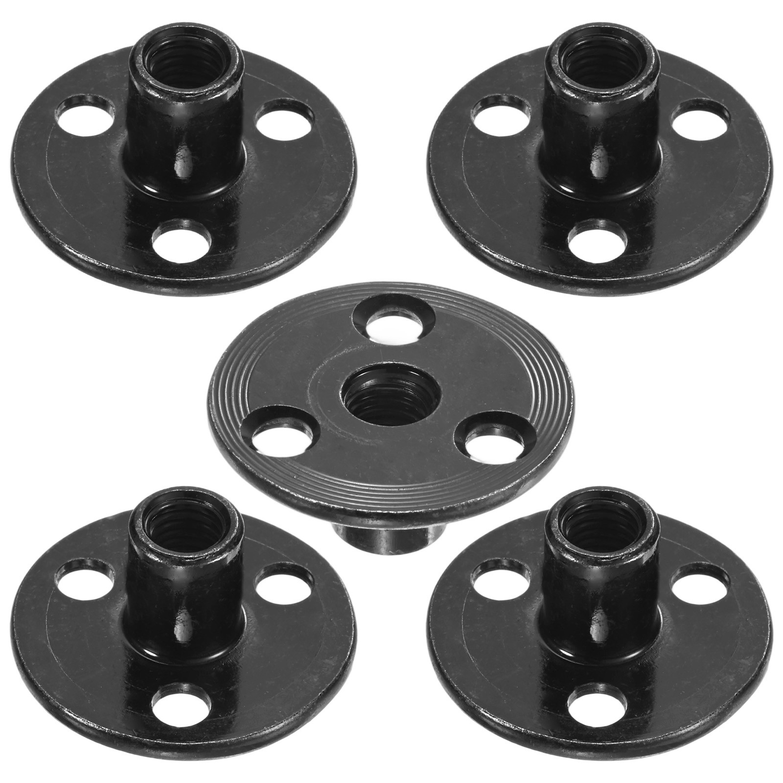 5-Pack M8x17mm T-Nuts Carbon Steel Tee Nut 3-Hole Round Base Weld Nuts Black