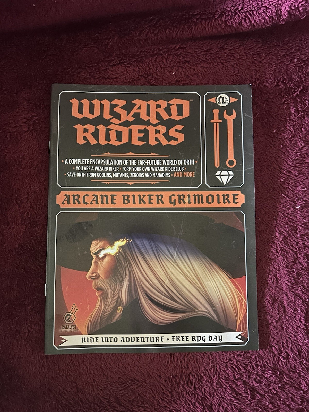 “Wizard Riders: Arcane Biker Grimoire," a  tabletop roleplaying game book