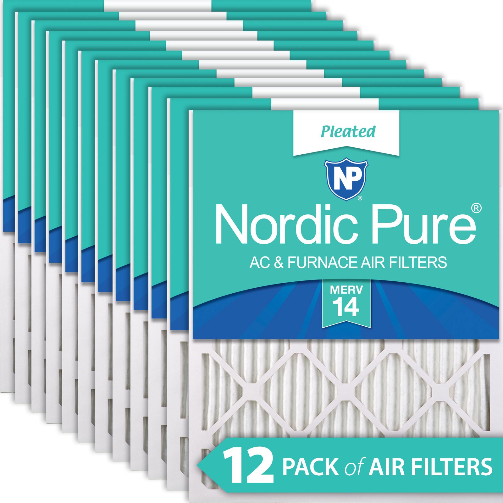 18x20x1 (17_1/2x19_1/2) Pleated MERV 14 Air Filters 12 Pack