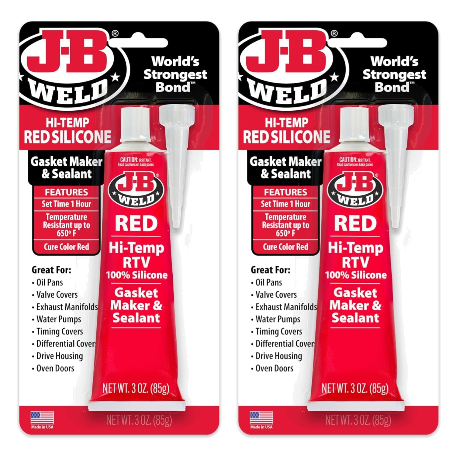 Waterproof Hi-Temp Red Silicone Gasket Maker - 3oz 2-Pack for Automotive Needs