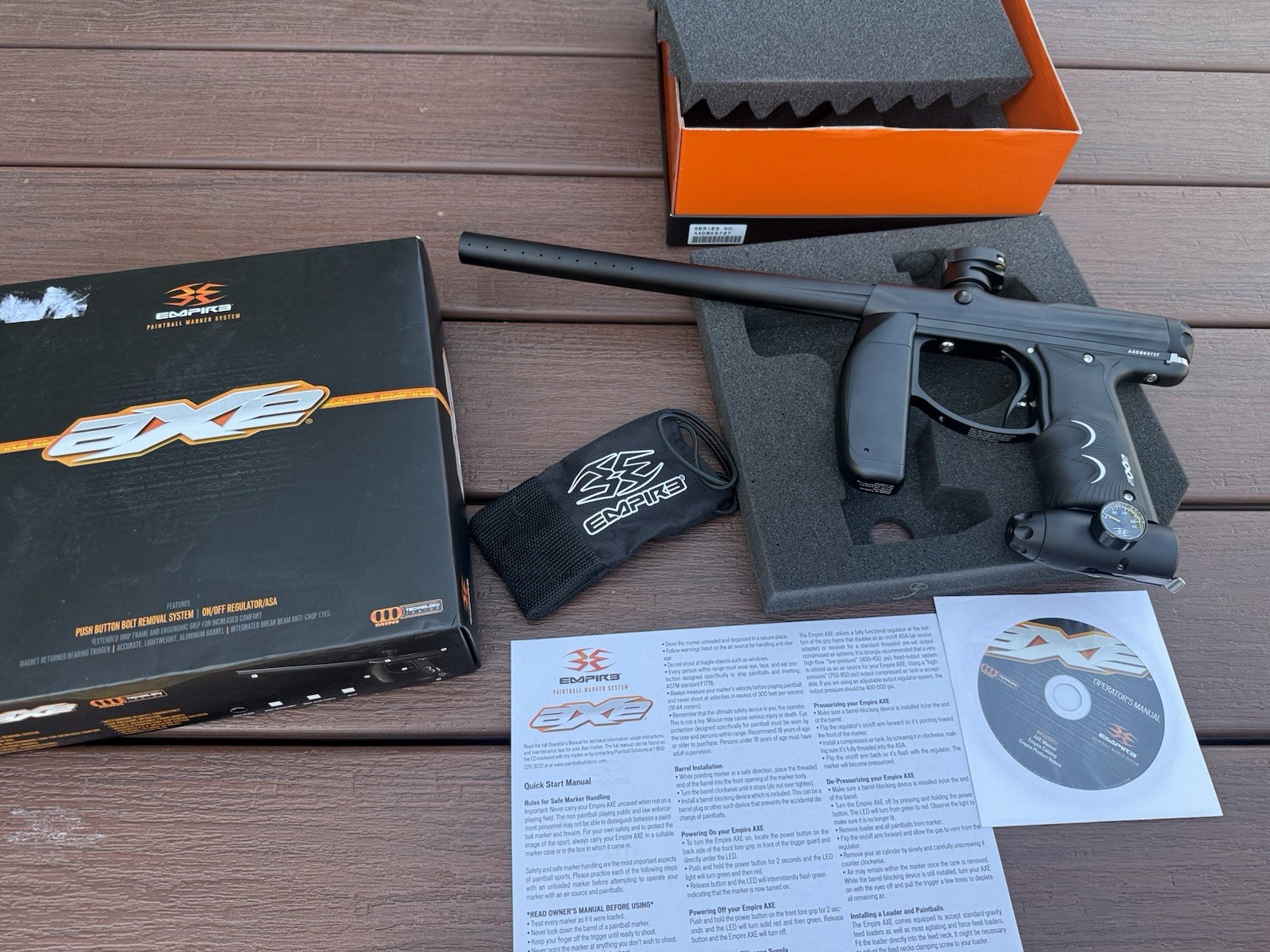 Empire Axe Paintball Marker - Matte Black - New Open Box Unfired w/ Box Manuals