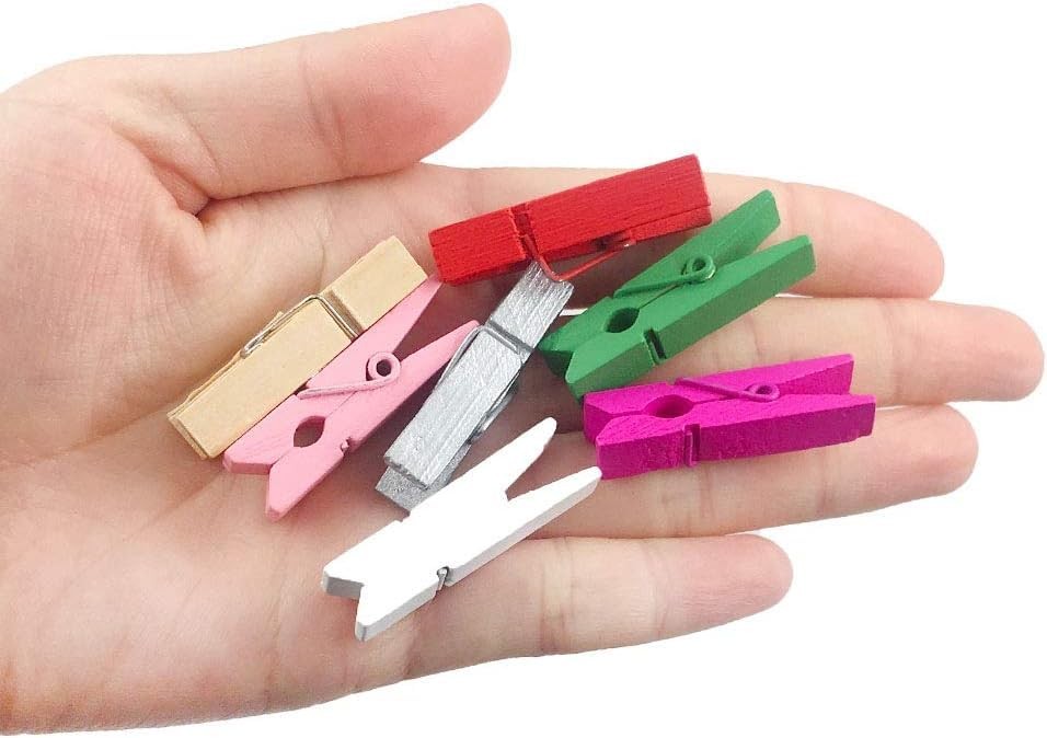 JABINCO (Pack of 128) Mini Wooden Colored clothespins,16 1.3 Inch,