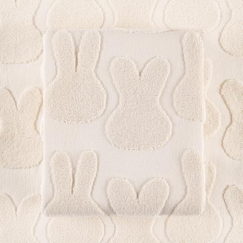 Quera 2 Pack Easter Hand Towels Beige Rabbit Bunny Spring Bathroom Easter 1