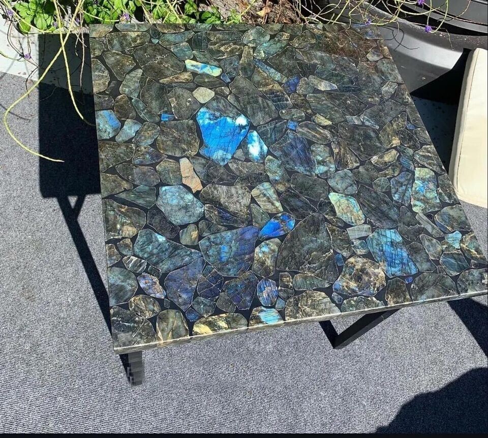 Labradorite Stone Coffee Table Top Handmade Crystal Healing Gemstone Countertop