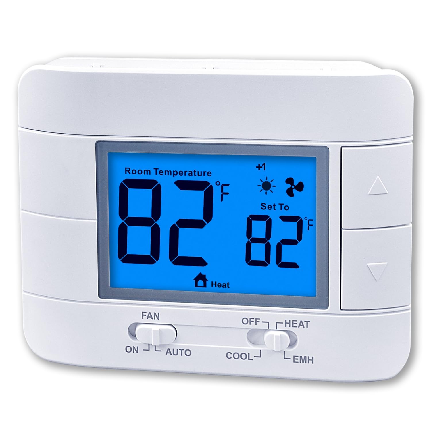 Thermostat Non Programmable Heat Pump Thermostat for House 2H/1C, with Large LCD