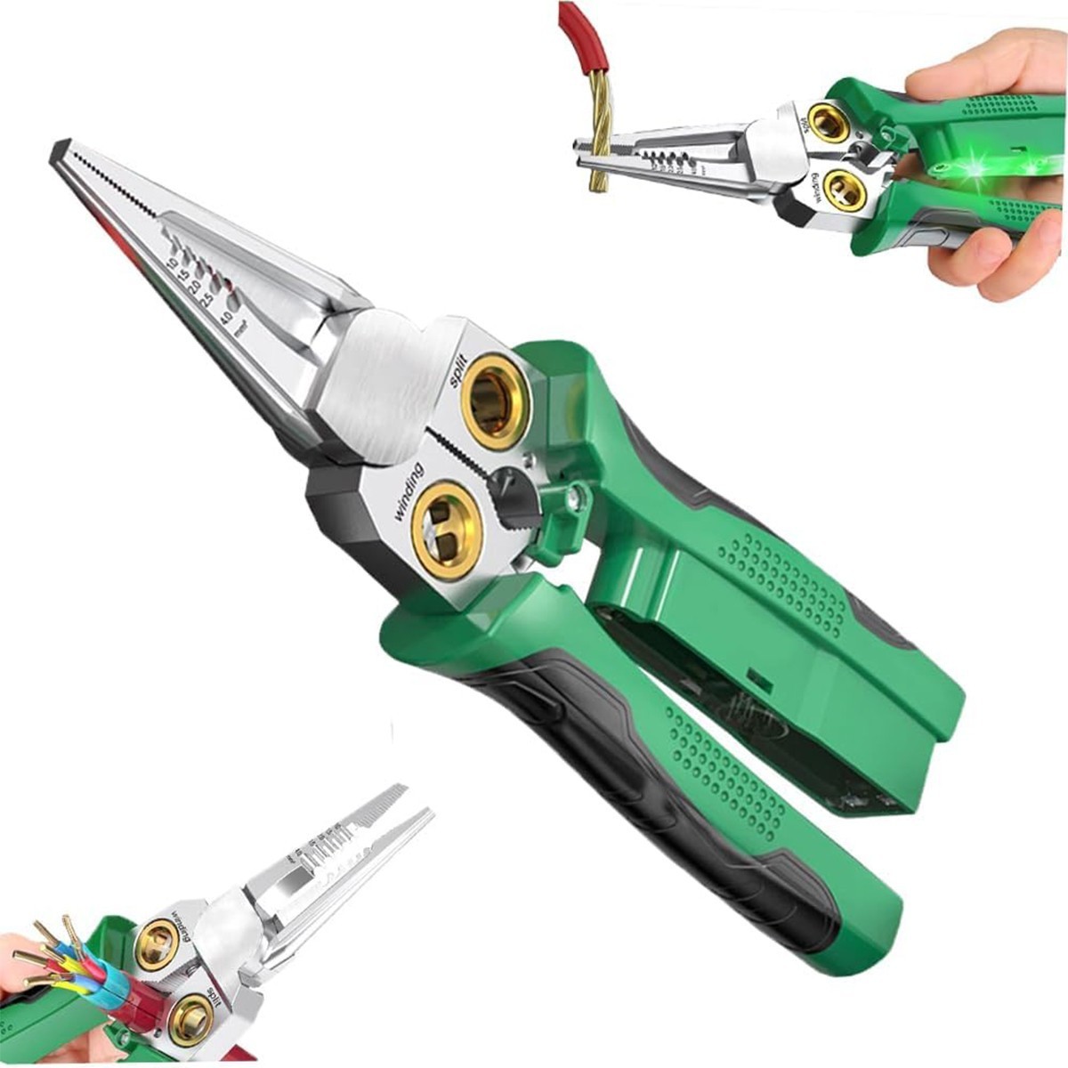 Wire Stripper Twister, Cable Scissors, Voltage Tester Pliers, 8-In-1