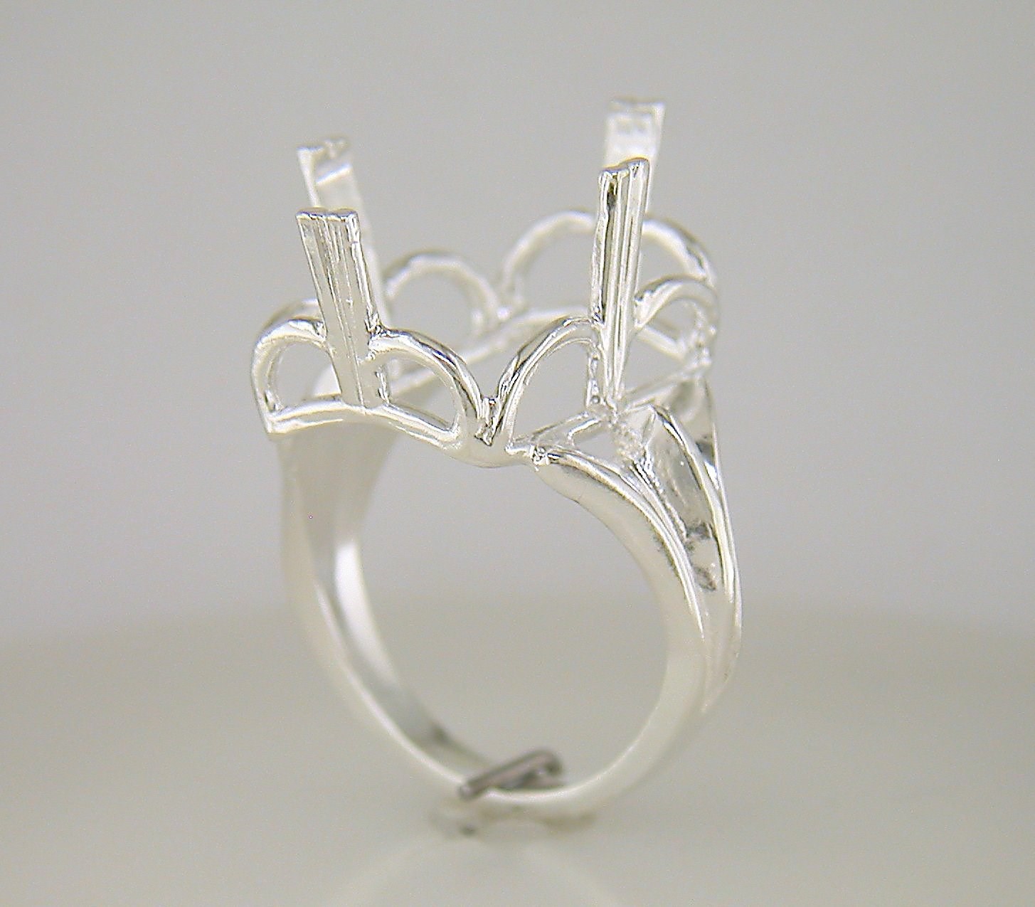 Emerald Cut Regalle Solitaire Ring Setting Sterling Silver