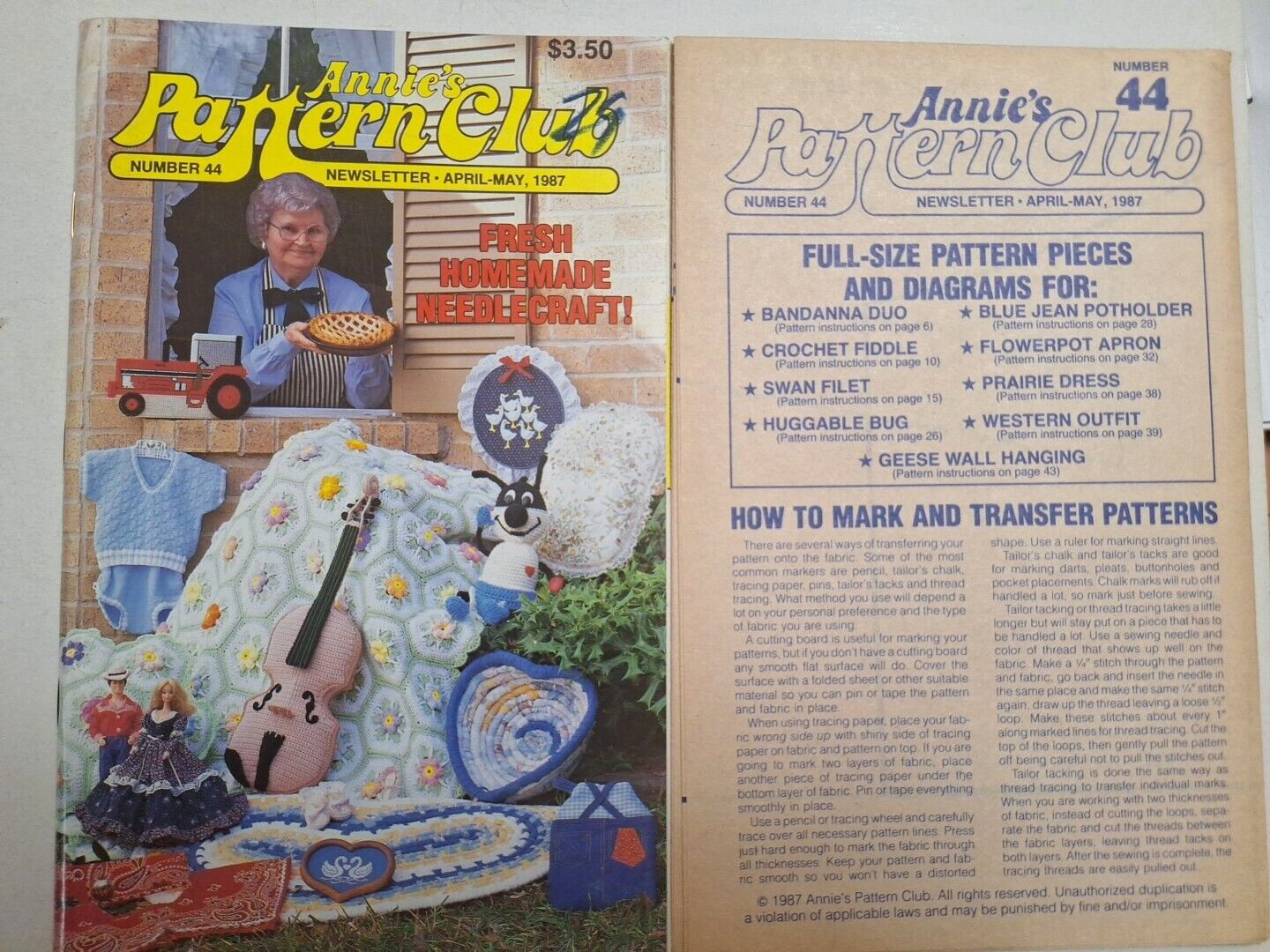 Western Doll Annie's Pattern Club Newsletter Booklet Magazine April May 1987 44
