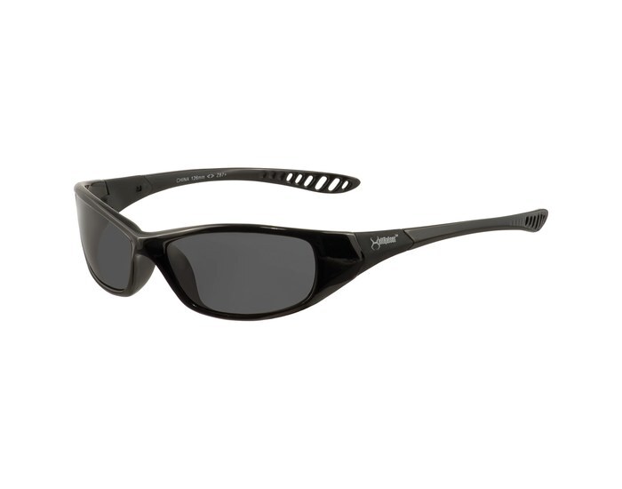 V40 Polycarbonate Standard Safety Glasses Black Lens - Black Frame - Wrap Around