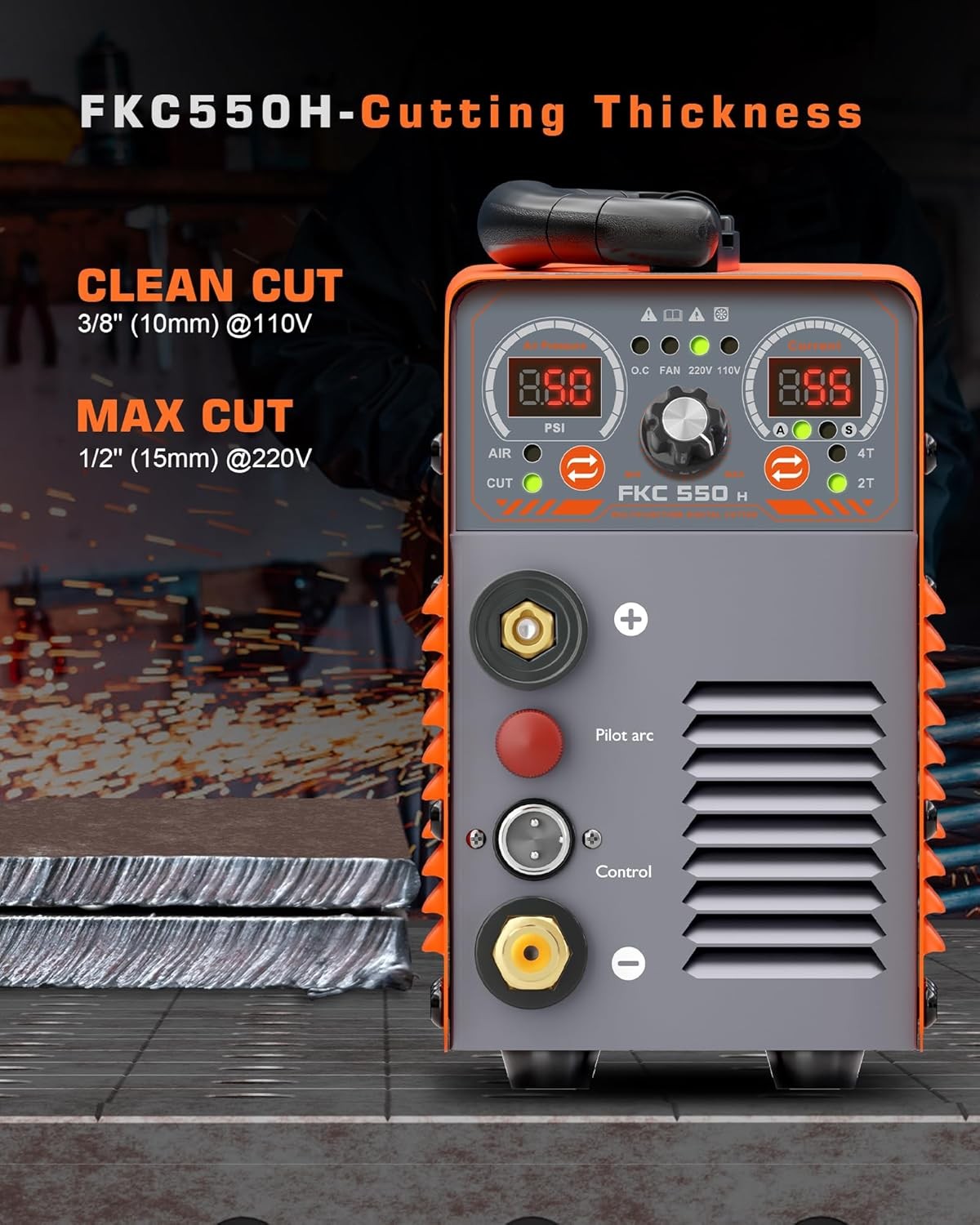 Plasma Cutter 55A Non Touch Pilot Arc HF Air Plasma Cutting Machine Max Cut 3/4"