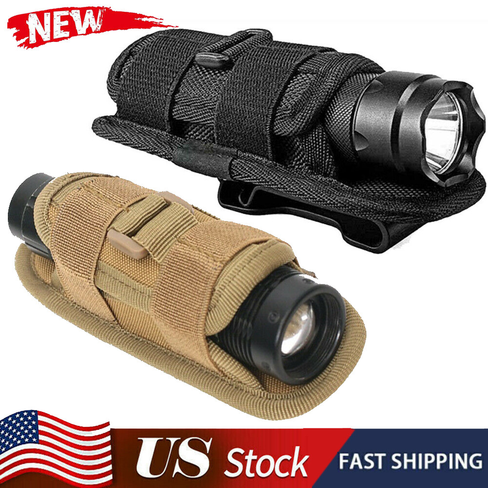 Nylon 360° Rotatable Flashlight Holster Holder Carry Belt Case Bag Pouch US FAST