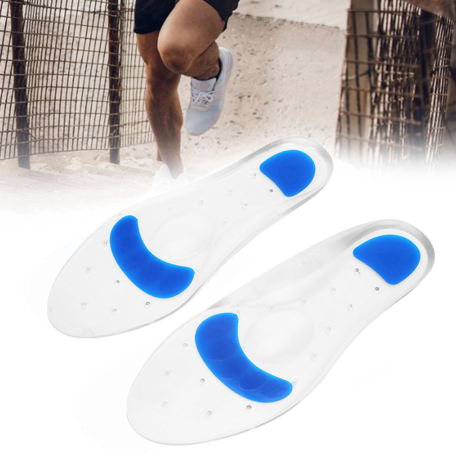 2 Pairs Elastic Silicone Insoles High Impact Absorption Arch Support For WT