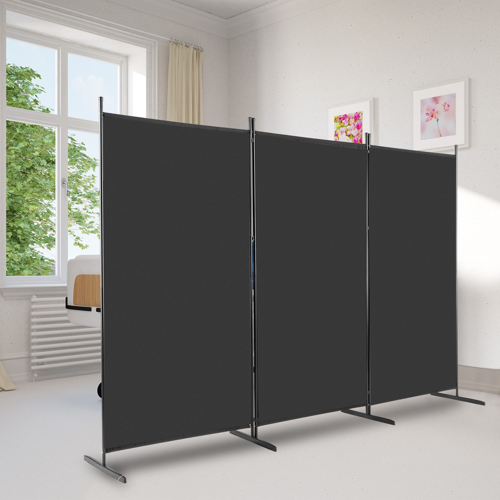 102 Inch 3 Panel Room Divider Folding Privacy Screen Dorm Decor Office Divider