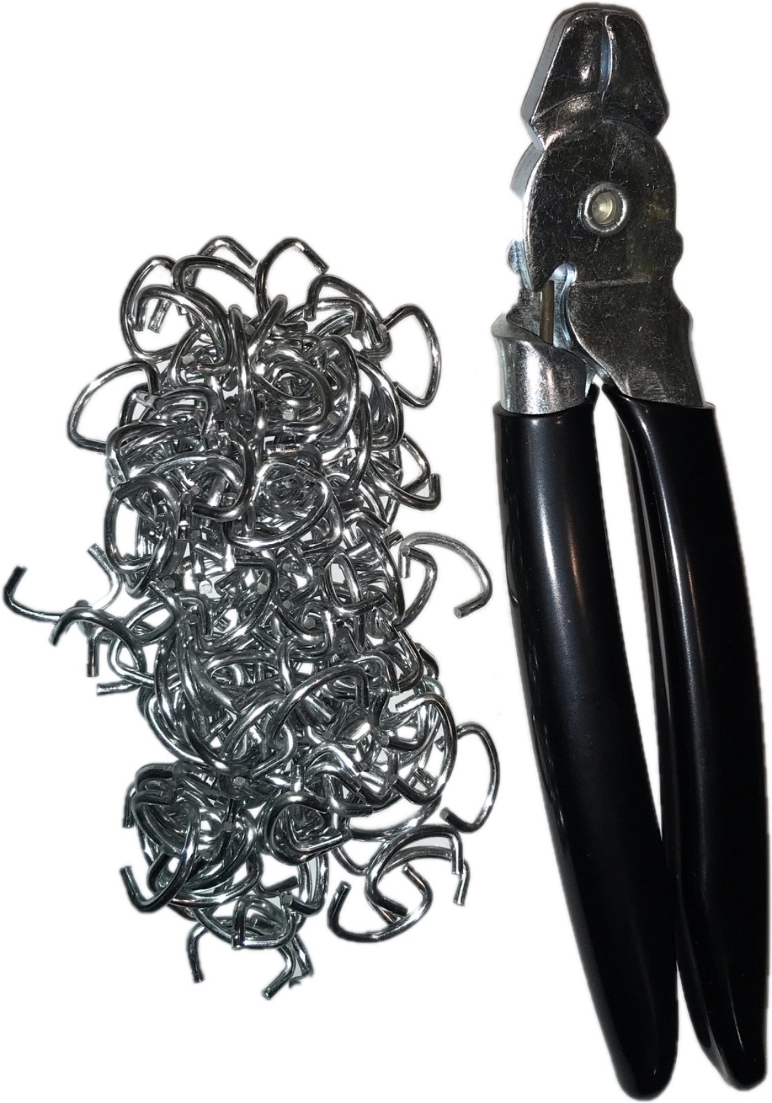 NEW ANGLE HOG RING PLIERS + 150 1/2" Galvanized Hog Rings HEAVY DUTY