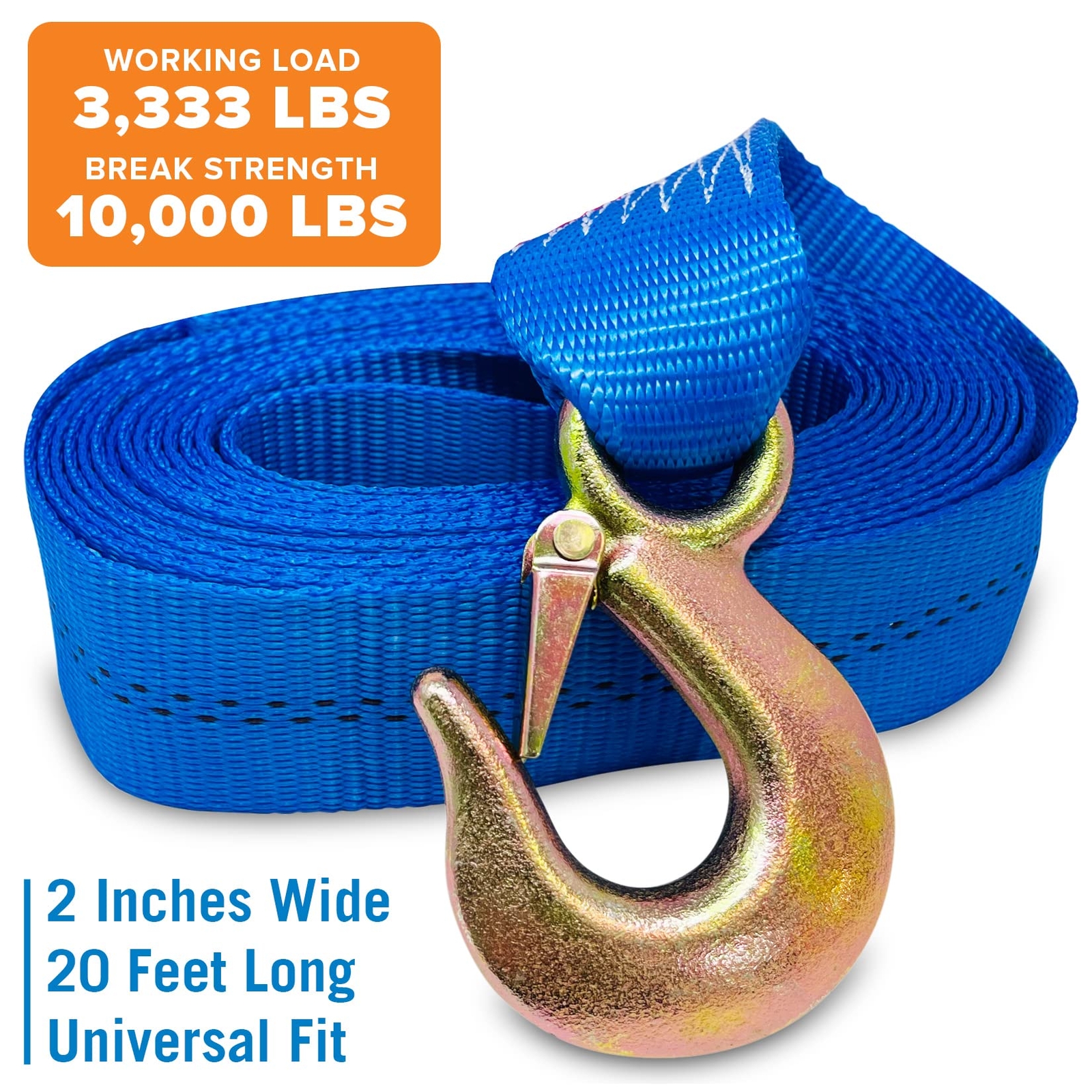 Boat Trailer Winch Strap with Hook Replacement 2" x 20'