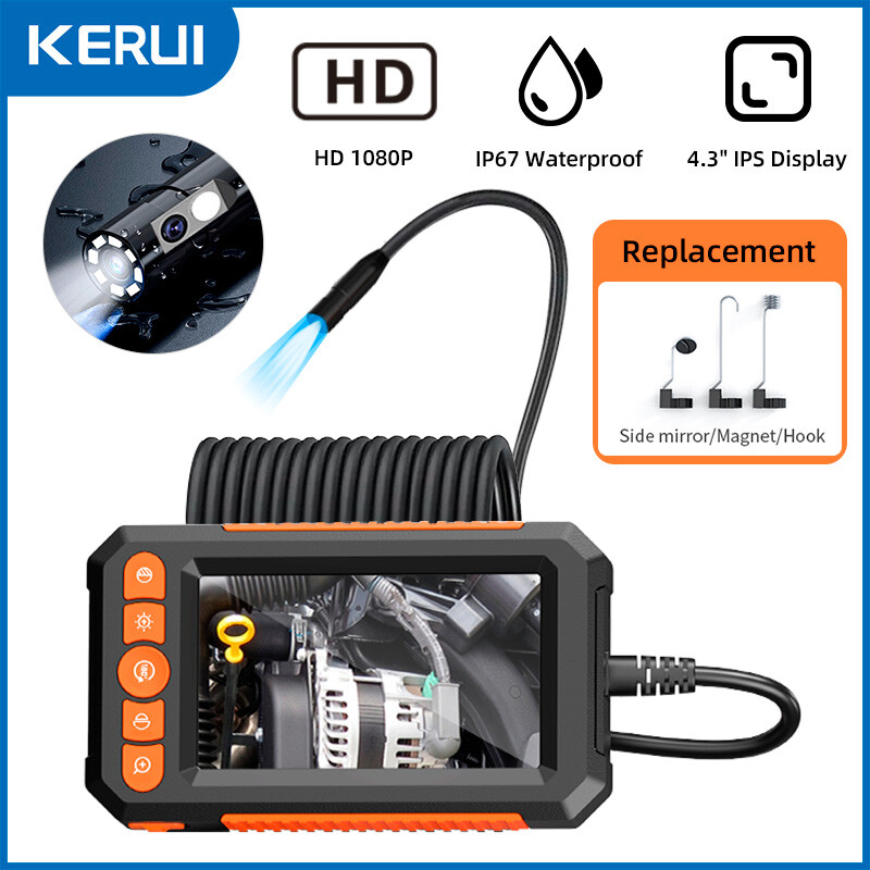 Endoscope Camera with Lights Dual Lens Borescope 10M/32.8FT Cable 4.3" Screen US