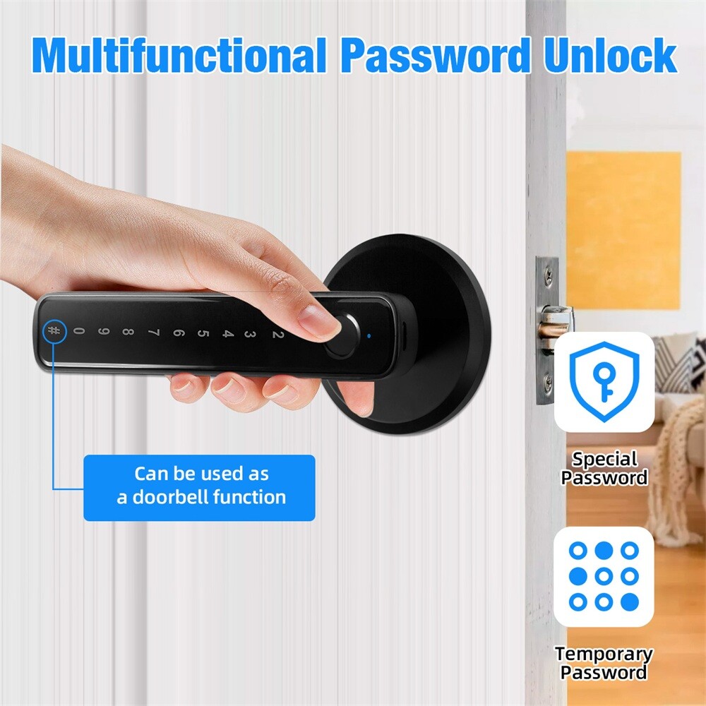 Smart Door Lock with Handle, Fingerprint Keyless Entry Electronic Digital Keypad