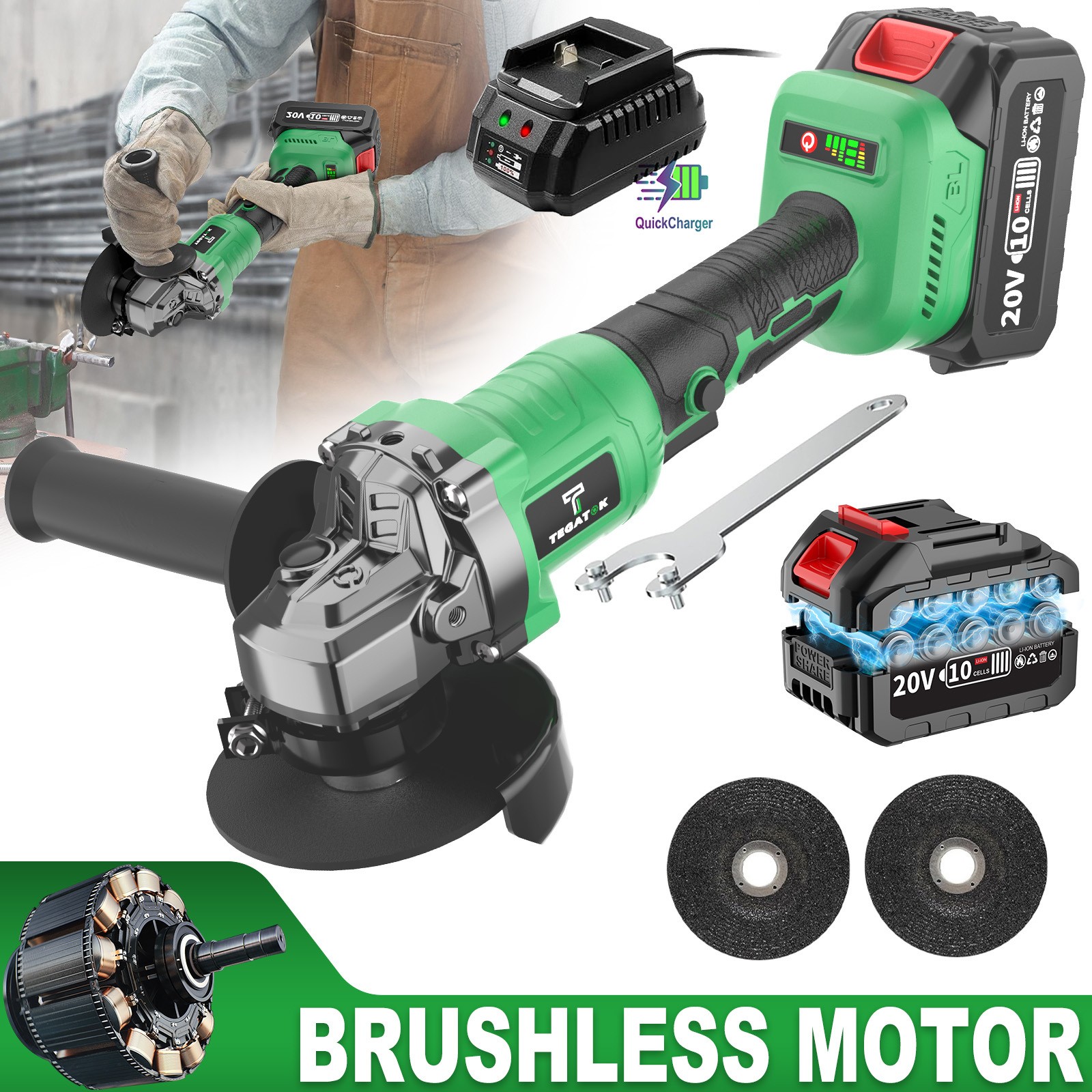 20V New Rechargeable Angle Grinder, Multifunctional Handheld Angle Grinder